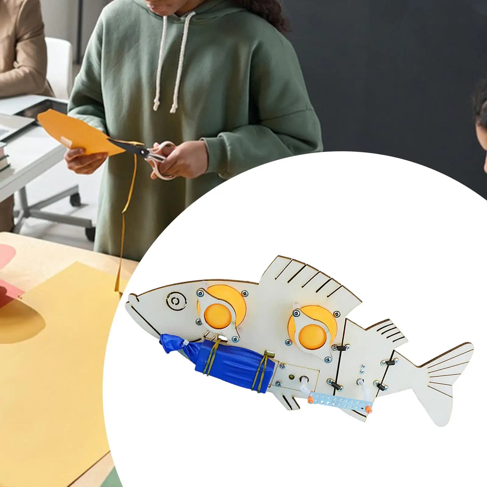 Electric Fish 3D Wooden Puzzle Montessori Assemblable Physics Toy Education Toys for Children Ages 7-12 Years Old Kids Adults