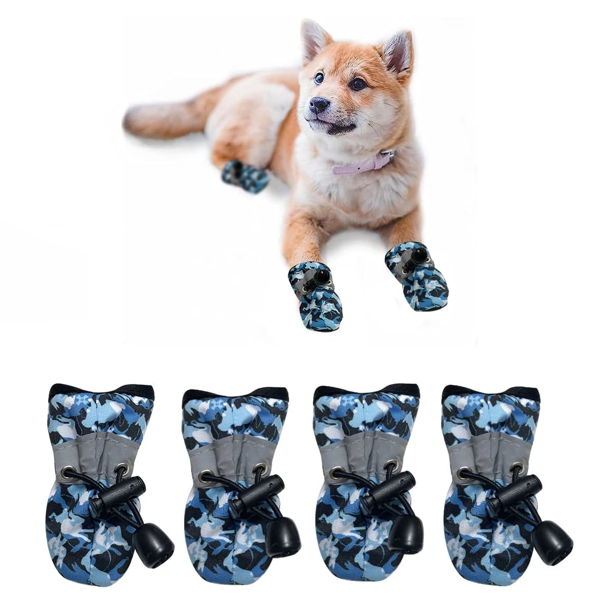 Dog Shoes for Large Dogs with Printed Medium Dog Boots Paw Protectors Summer Hot Pavement Water-Resistant in Rainy Weather, Ou