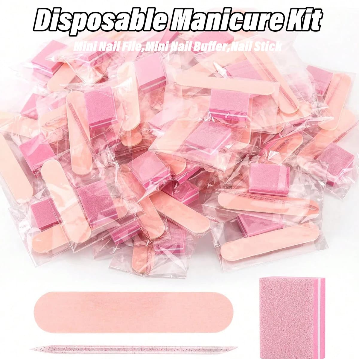 Kit manicure, confezione singola Kit stampa su unghie da 3 pezzi - Stick per unghie, lima per unghie, tampone per unghie per salone, casa d'affari
