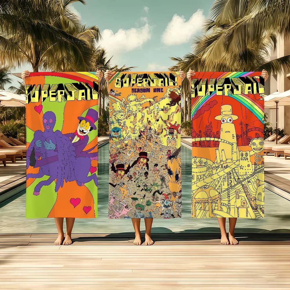 S-Superjail!S Towel Textile Bathrobe Beach Quick-Drying Lightweight Portable Camping Swim Pool Travel