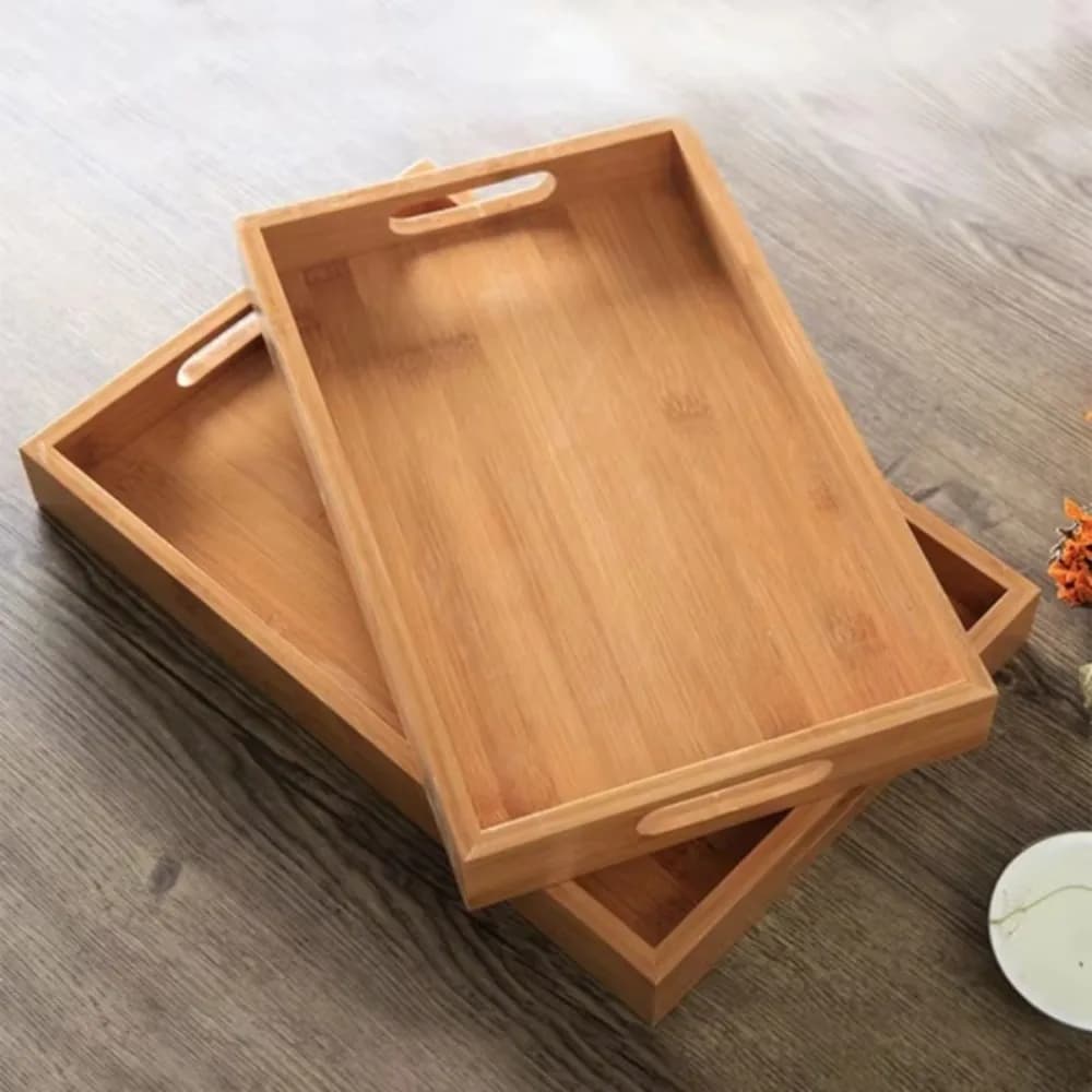 Retro Rectangular Storage Tray Bamboo Solid Wood Tea Tray household Water Cup Plate Dried Fruit