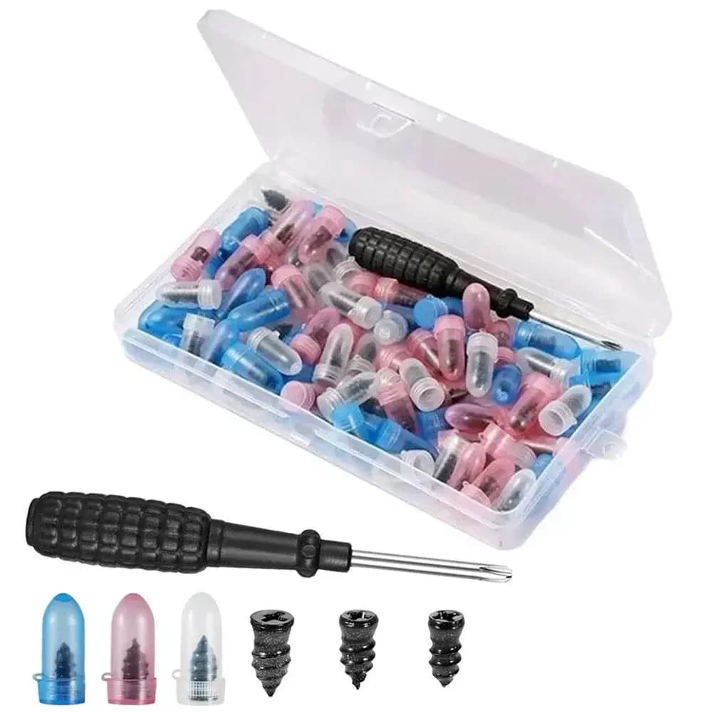 Set di Viti per Riparazione Pneumatici, Kit di Riparazione Forature con Chiodi in Gomma per Pneumatici Tubeless, Strumenti per Auto, Moto e Camion