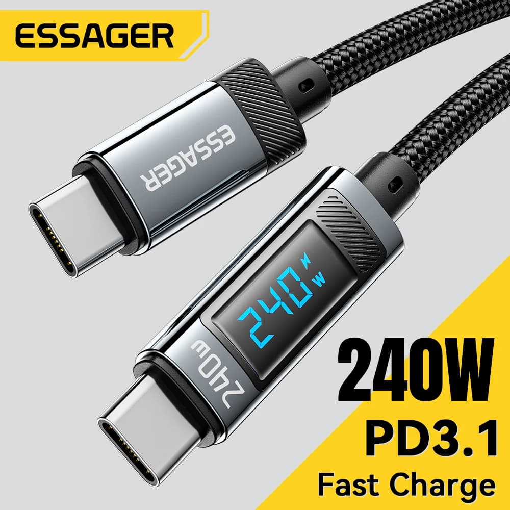 Essager 240W USB Type C USB C Cable PD 3.1 Fast Charging Cable For Macbook Pro Xiaomi Samsung Laptop for iPhone 17 16 15 pro