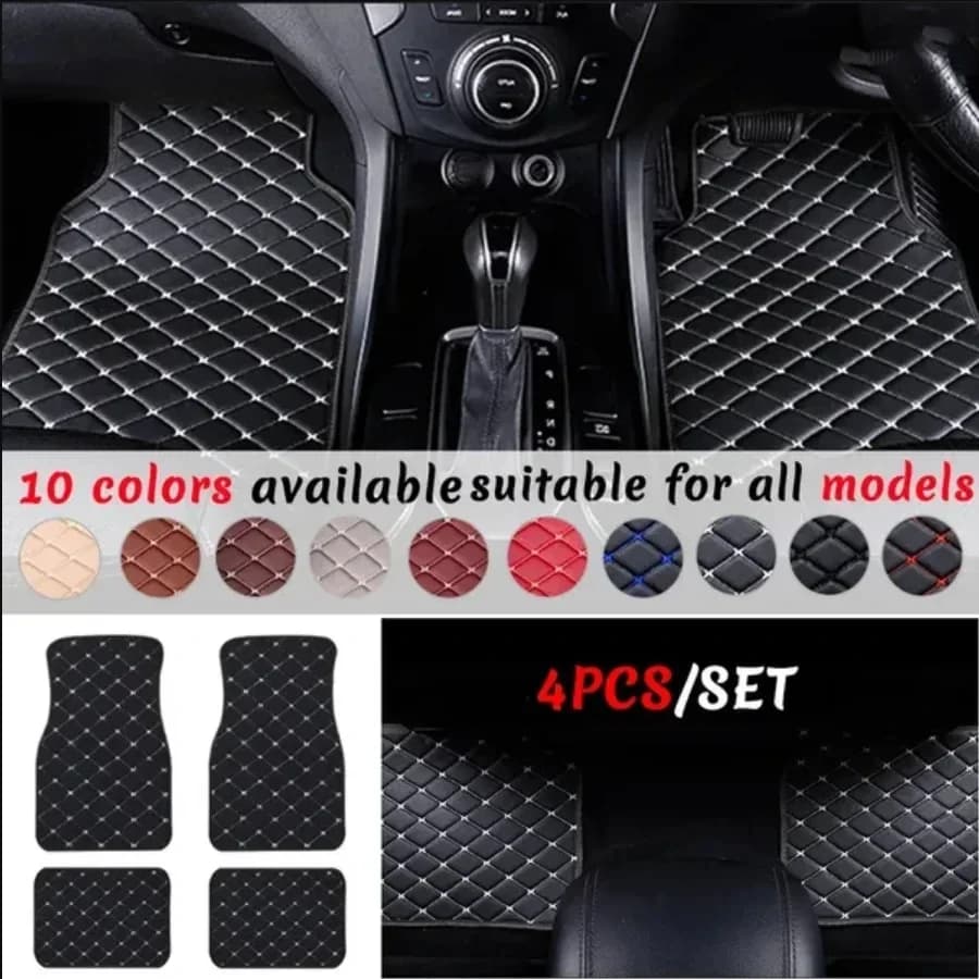 Tappetini per auto 4 pezzi Tappetini per auto universali in pelle PU impermeabili Tappetini per auto Tappetini anteriori e posteriori Set Accessori auto