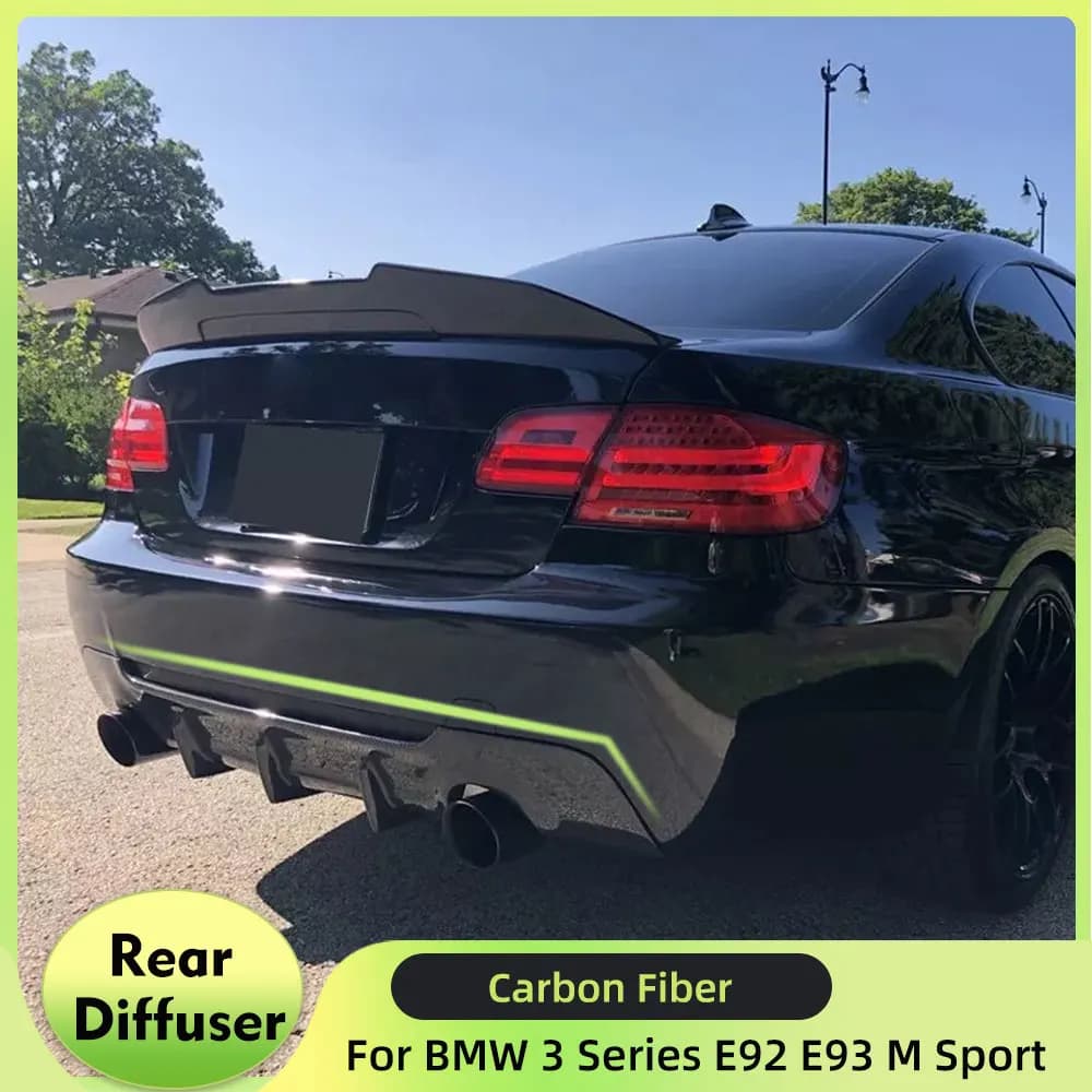 Carbon Fiber Car Rear Bumper Diffuser Lip Spoiler for BMW 3 Series E92 E93 M Sport 2-Door 2007-2012 Rear Diffuser