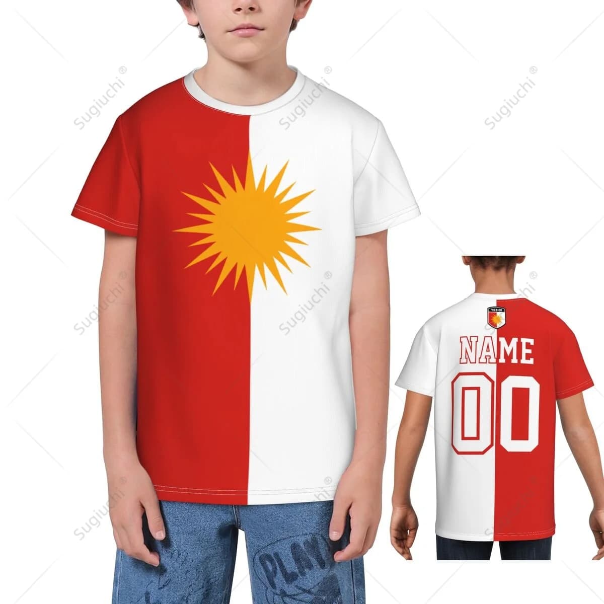 Magliette 3D con nome e numero personalizzati, bandiera Yezidi, per bambini, ragazzi e ragazze, magliette per tifosi di calcio, regalo per tifosi di calcio