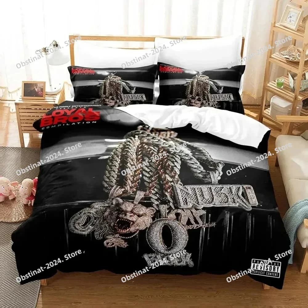 Set biancheria da letto 3D Lil Durk Rapper Set letto stampato Copripiumino Lenzuolo Federa Letto Copripiumino morbido Completo Queen King Size Ragazzi Adulti