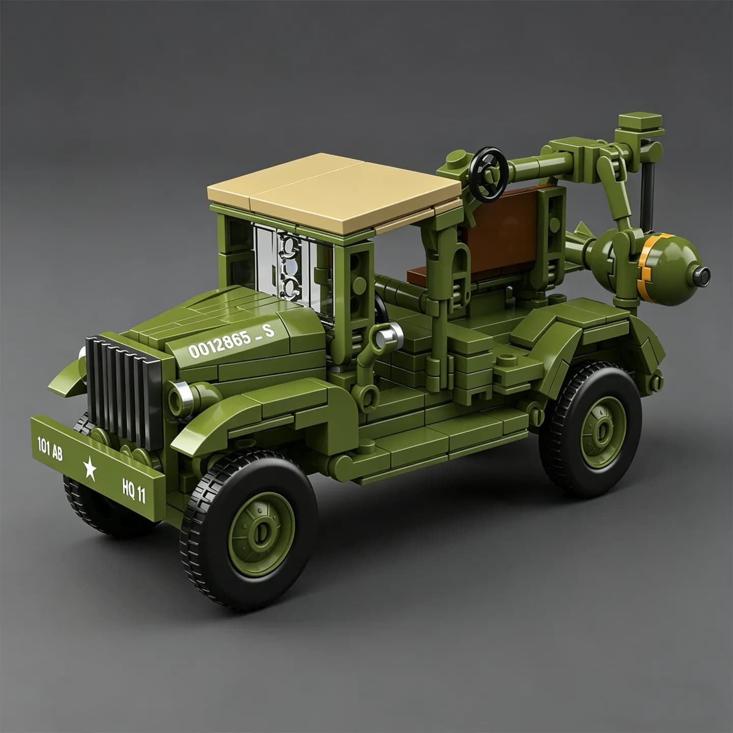 Kit di Costruzione Modello di Camion Howitzer M6 della Seconda Guerra Mondiale; Veicolo Militare del Primo Mareggiamento Mondiale; Camion e Carri Armati Giocattolo per Ragazzi MOC