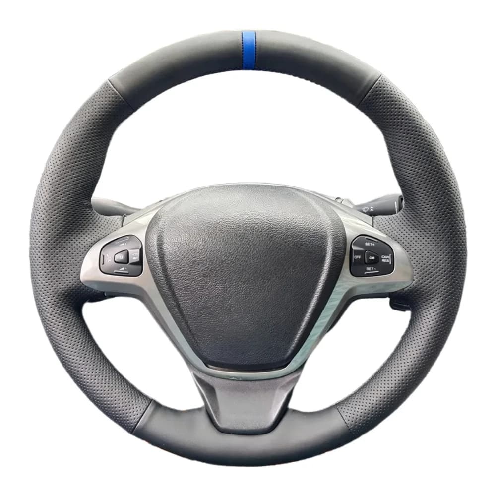 Accessori Interni Auto, Coprivolante in Pelle Microfibra Traforata Intrecciata per Ford Fiesta 2008-2013 ed Ecosport 2013-2016