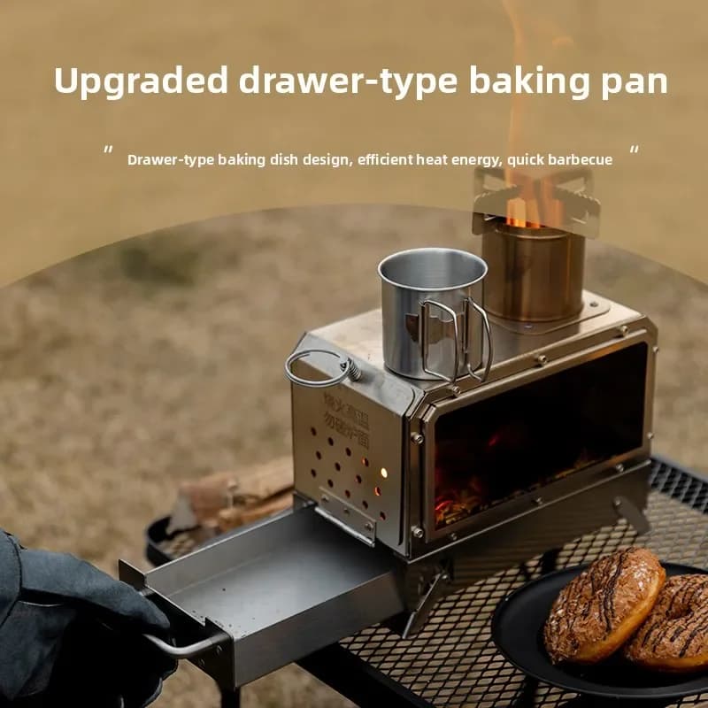 MOUNTAINHIKER New portable square firewood stove Stainless steel outdoor fireplace Picnic Hiking Camping Wood stove