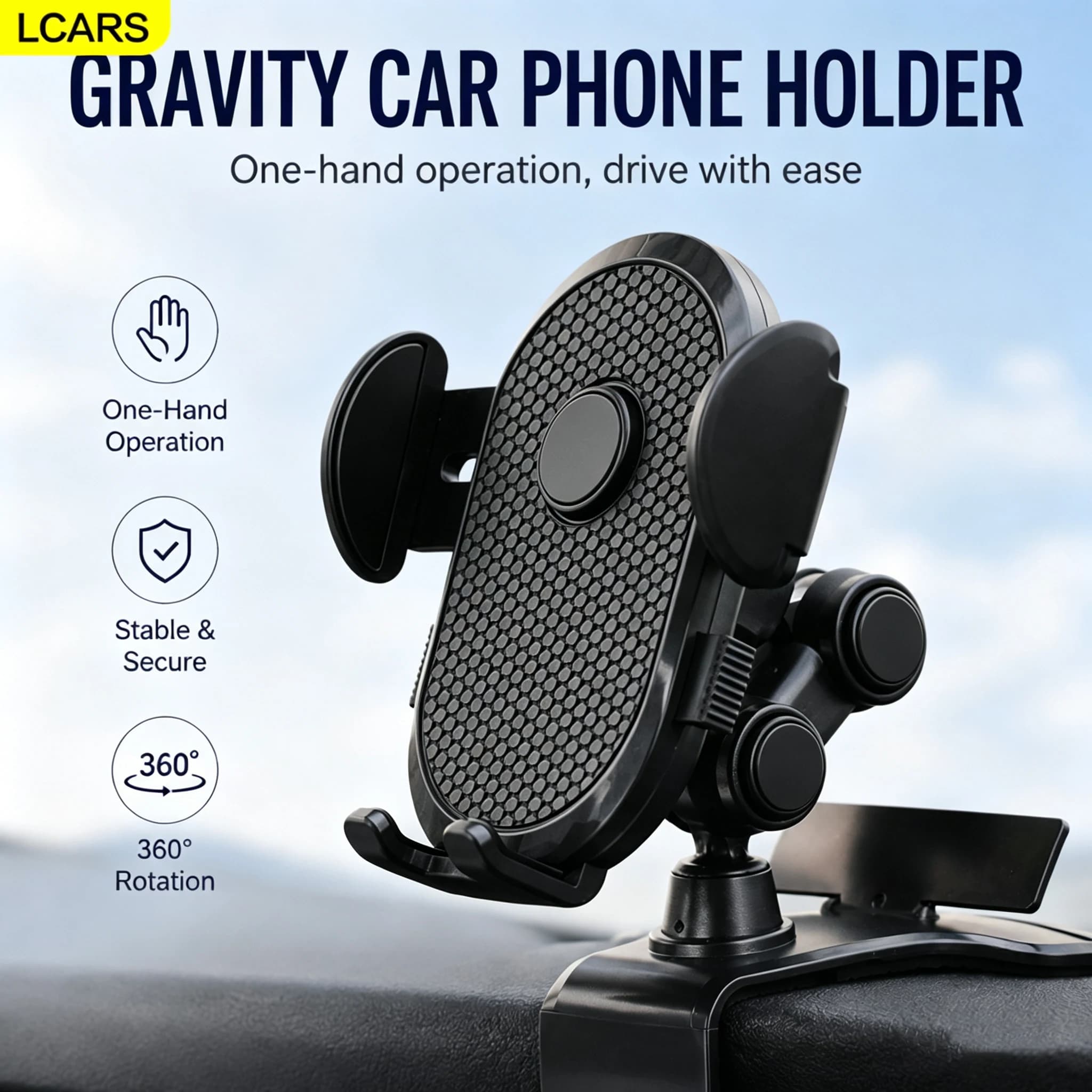 Lcars New Model Center Console Car Phone Holder, Multi-Directional Free Rotation Hud Head-Up Navigation Mount, Universal Car Dashboard Phone Support Stand
