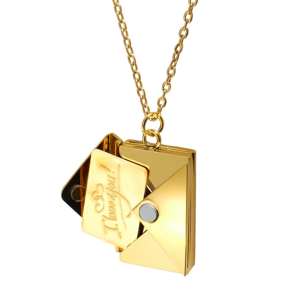 Collana con Ciondolo a Forma di Busta in Acciaio Inossidabile, Gioiello Impermeabile in Metallo per Donne, Regalo di Laurea per Fidanzata