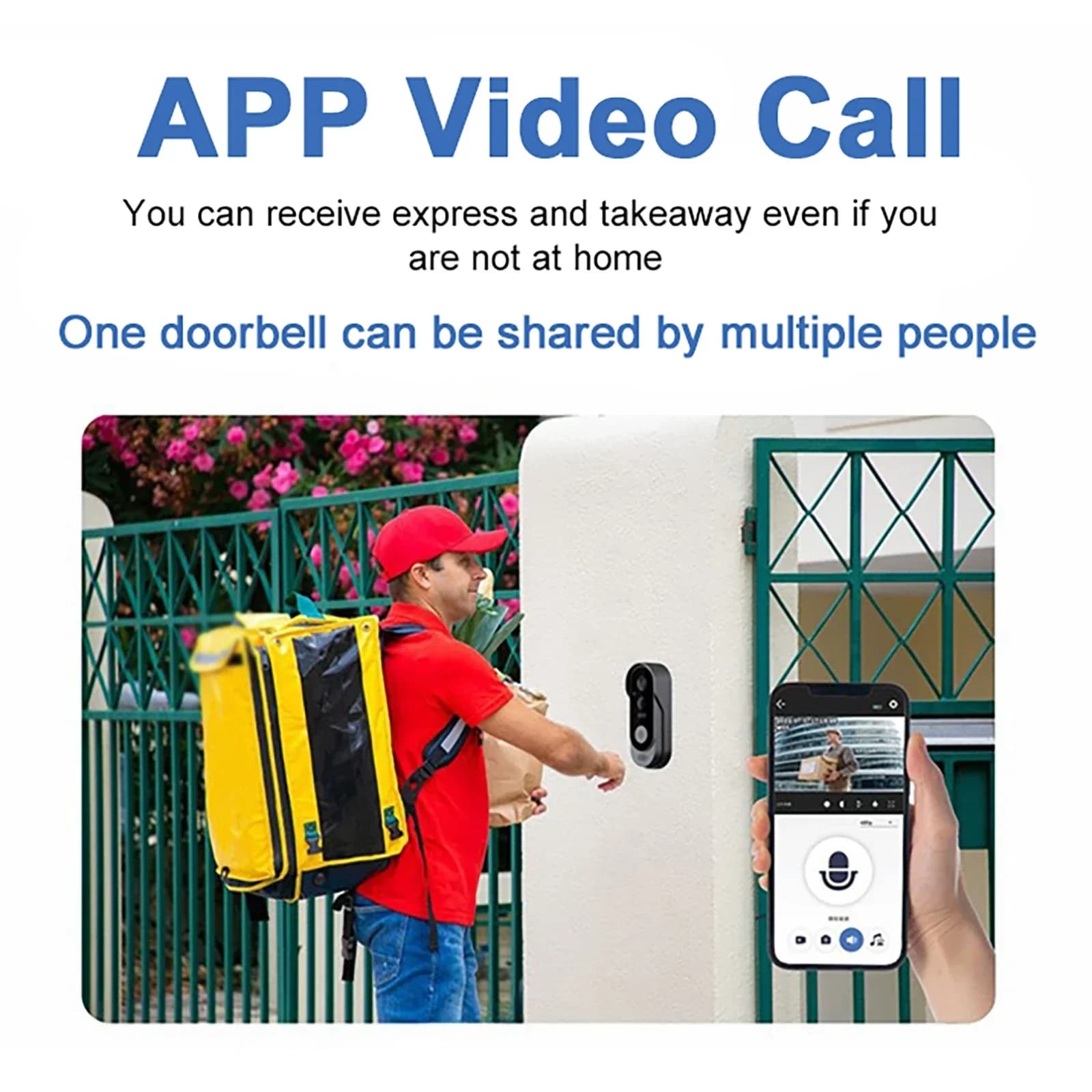Campanello senza fili con telecamera Campanello video intelligente WIFI Telefono esterno ad alta definizione Campanello per porta Videocitofono di sicurezza con telecamera