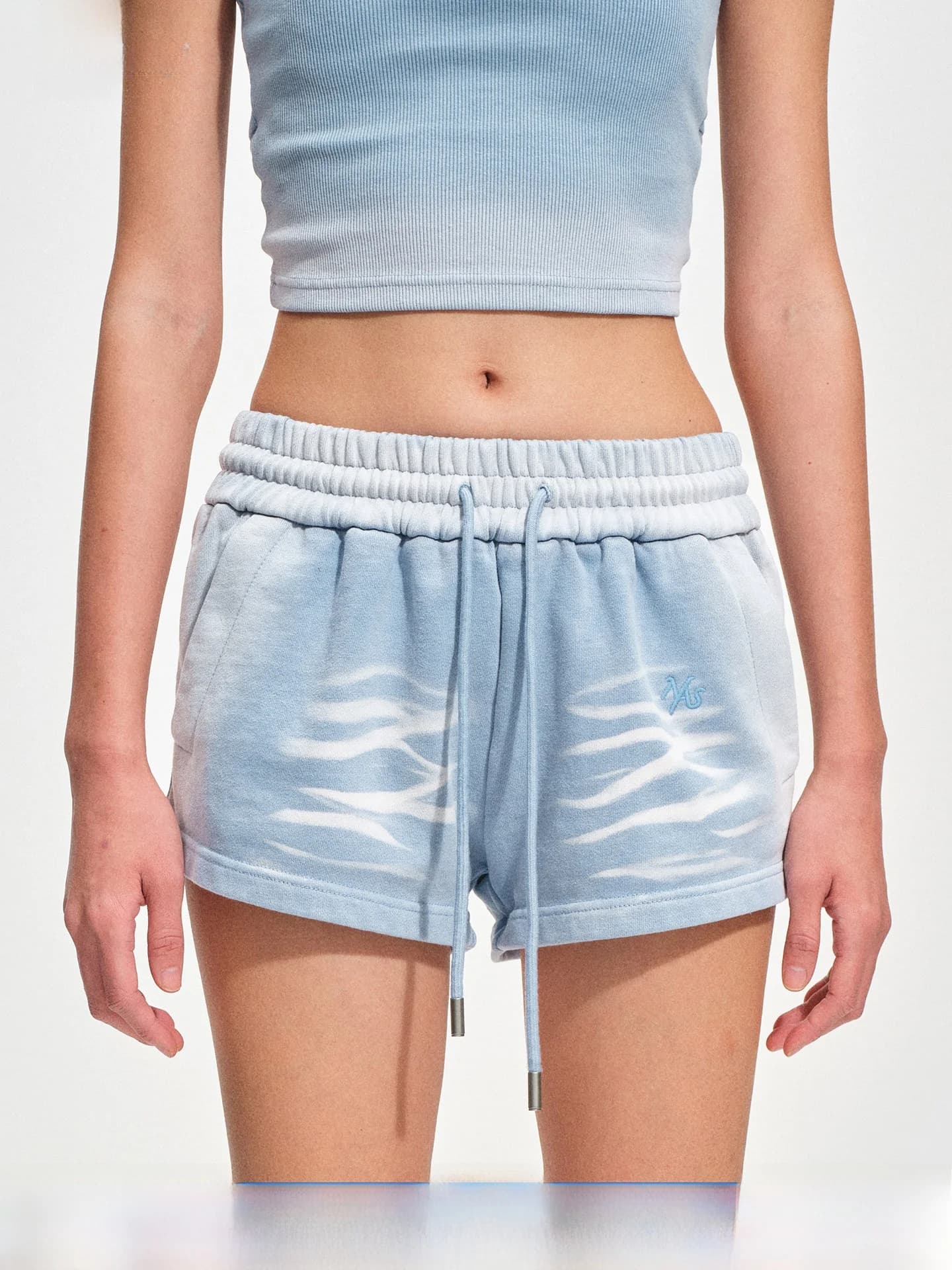 Pantaloncini Equestri Naws Casual in Cotone Pesante Sbiadito a Gamba Dritta, Pantaloncini da Tempo Libero Moda Donna Primavera