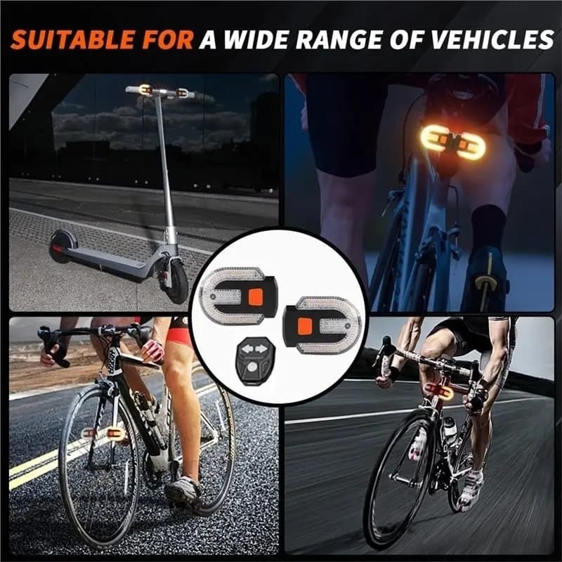 ABVE-Turn Signals For Bicycle With USB Charging Alarm, Remote Control Split/Integrated Bike Tail Light 5 Modes Waterproof, 4Pcs