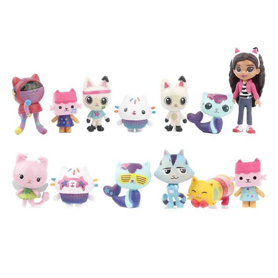 Figurine Anime Gabby Dollhouse, Giocattoli Gatto Auto Sorridente, Bambole Gaby per Bambini e Bambine, Action Figure Cartoon Mercat, Regali di Natale e Compleanno