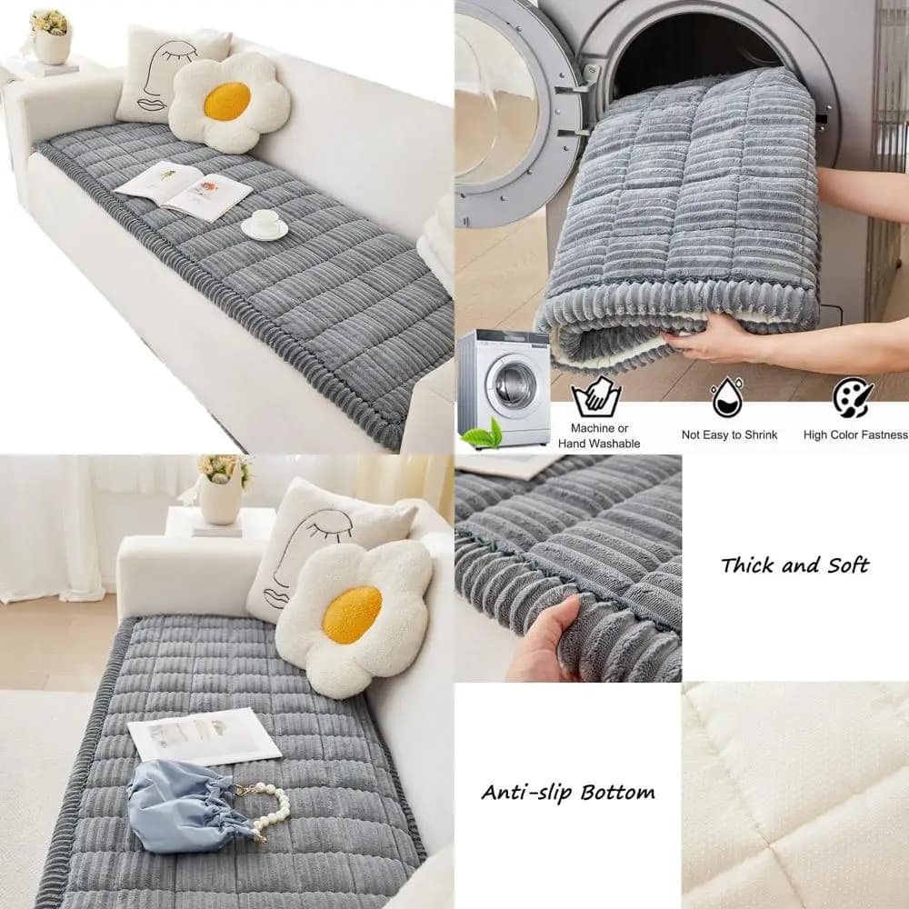 Washable cover for dogs, 3 cushion sofa cover, non-slip lining for pets (blue-gray, 28 x 83)
