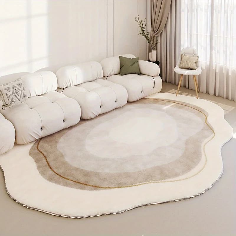 Tappeto color crema leggero Lusso del soggiorno Tappeti Divano Tavolino Tappeto Camera da letto Tappeti da comodino irregolari Tappetino in peluche spesso