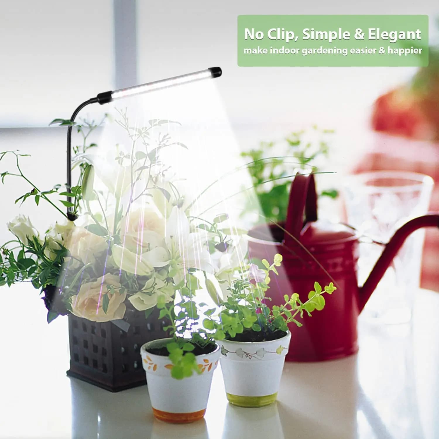 Lampada USB a Anello per Coltivazione Piante con Controllo, Fitolampada a Spettro Completo per Fiori e Semenzai, con Clip