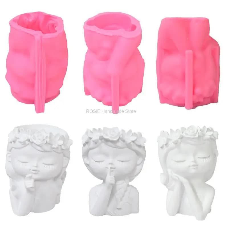 3D Portrait Vase Silicone Mold DIY Handmade Sculpture Flower Pot Resin Mold Plaster Craft Casting Mold Home Decoration