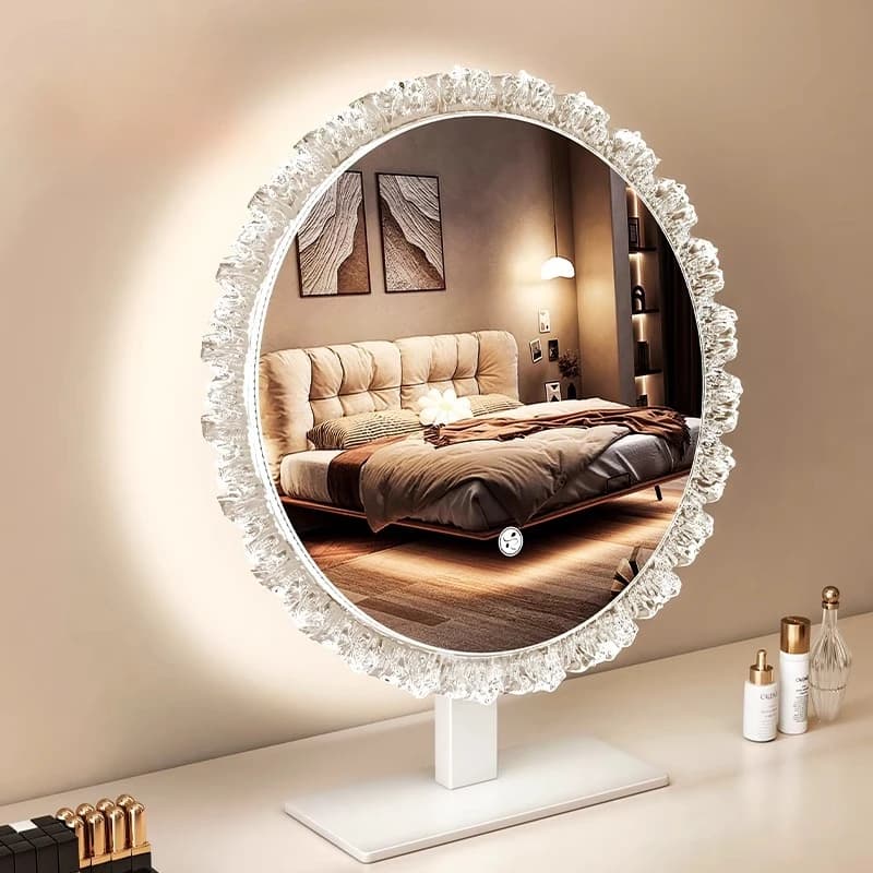 Decorazione a specchio circolare in piedi Vanity nordico Soggiorno Camera da letto Bagno Specchio rotondo Espelhos di lusso Decorazioni per la casa