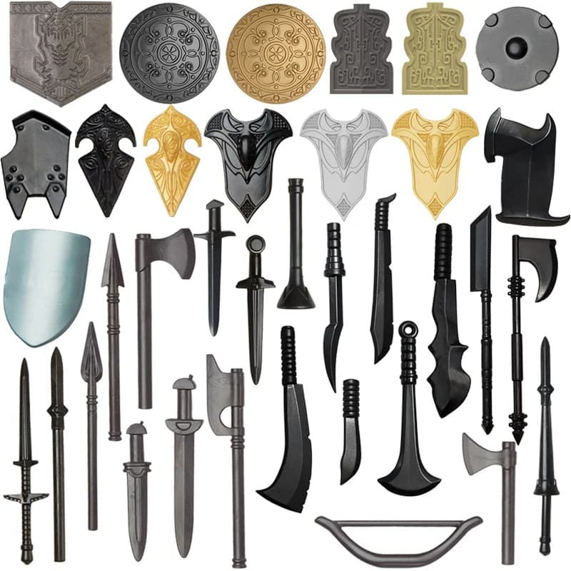 Medievale Waffen Accessorio Building Block Soldato Figura Guerriero spartano Scudo Coltello Orc Ascia Re Spada Ascia Spadone Giocattolo di mattoni