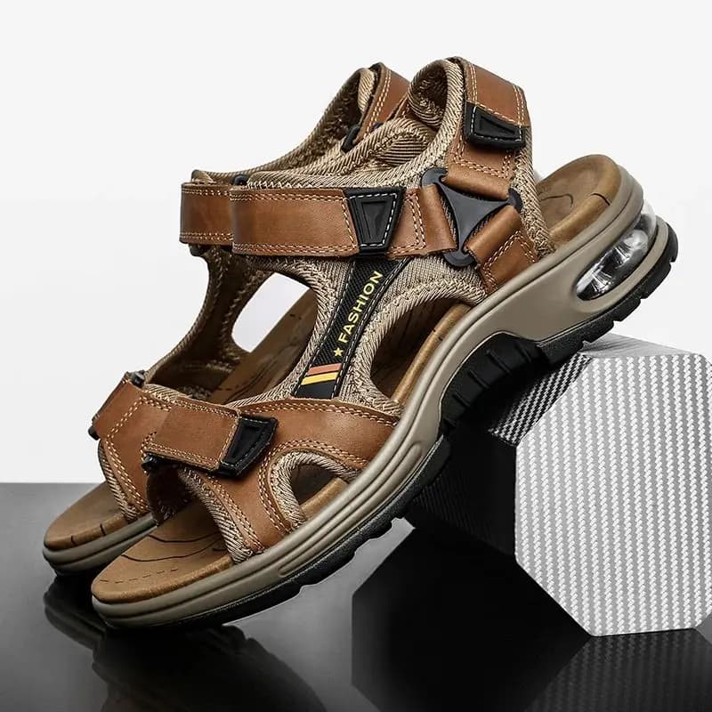 Sandali Estivi da Uomo in Vera Pelle, Ciabatte Glad, Nuovissime Scarpe Comode e Traspiranti Slip-On per Uomo