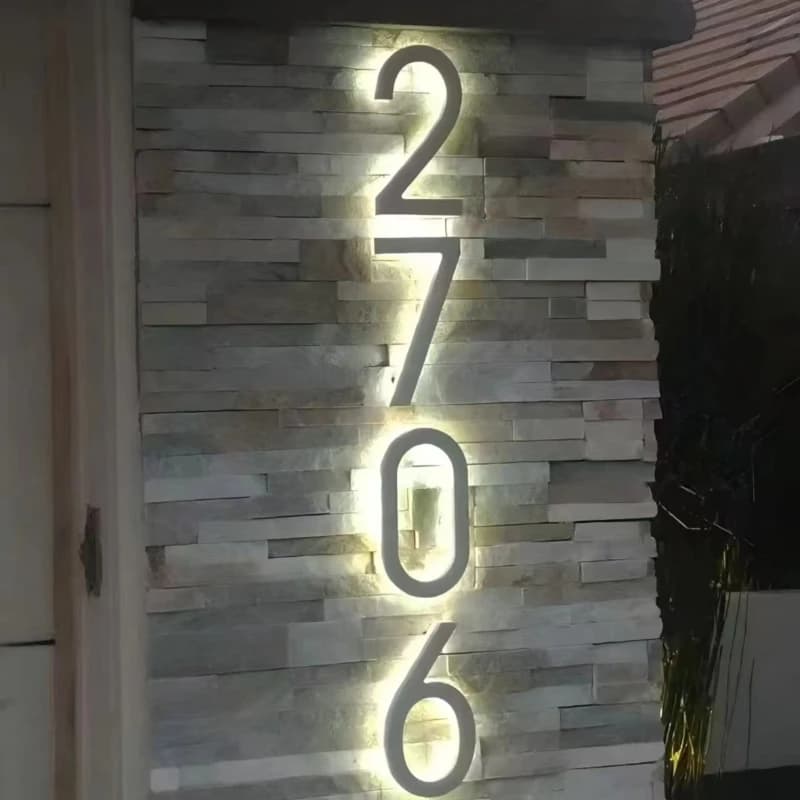 Insegna luminosa a LED solare per numero civico, lettere, centri commerciali, ospedali, illuminazione pubblicitaria esterna in acciaio inossidabile, pannello per porta
