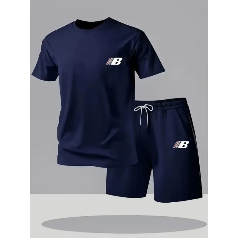 Completo Sportivo Estivo da Uomo Traspirante con Maglia a Maniche Corte e Pantaloncini