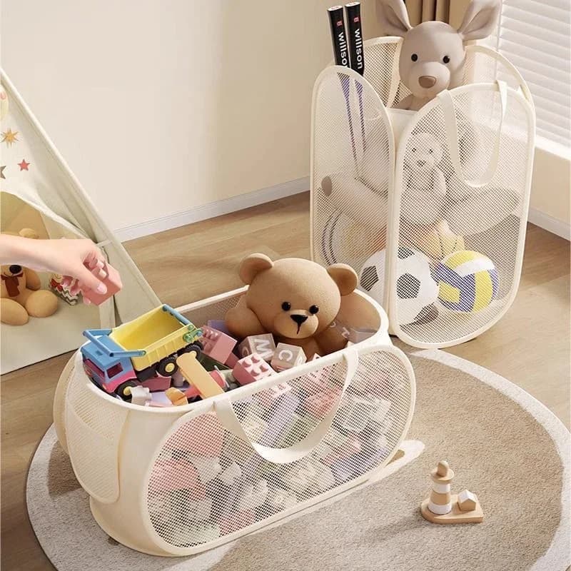 Large Capacity Laundry Basket Children's Toys Storage Basket Multifunctional Children's Dolls Breathable Storage Basket Mesh Bag