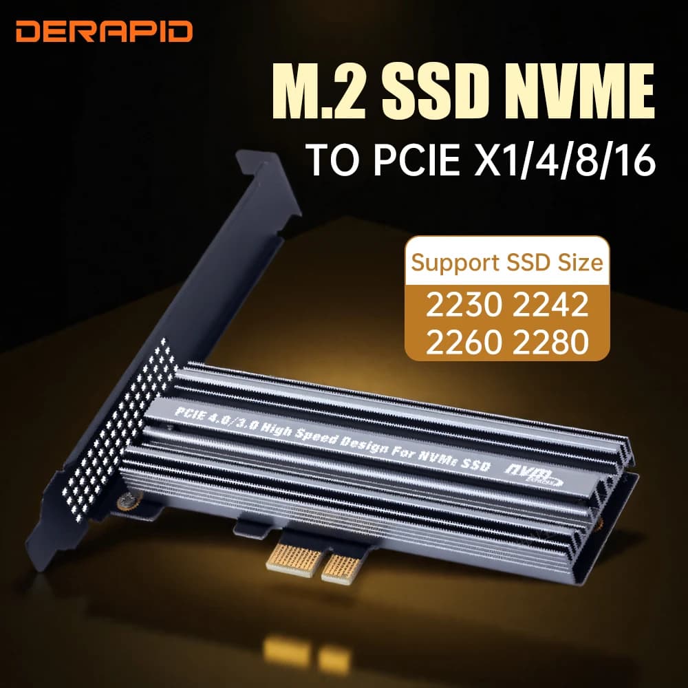M.2 NVMe Adapter Card B&M Key to PCIe 4.0/3.0 X1 X4 X8 X16 Interface for PC Compatible with 2230 2242 2260 2280 SSD Hard Disk