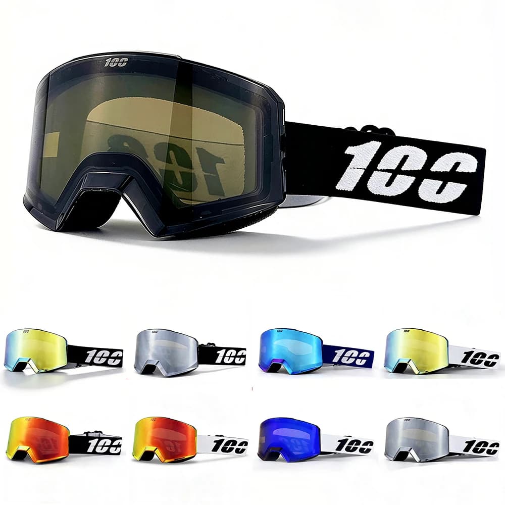 100 Occhiali da sci magnetici Donna Uomo Inverno Sport all'aria aperta Antivento UV400 Anti-appannamento Occhiali da snowboard per adulti