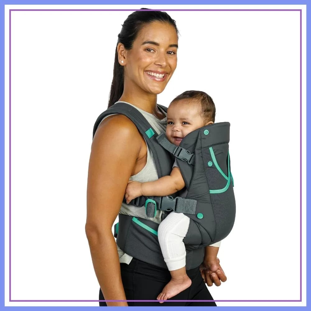 Marsupio ergonomico multi-tasche per neonati e bambini da 8-40 libbre con cinghie imbottite, portaoggetti per cintura lombare e passante per ciuccio