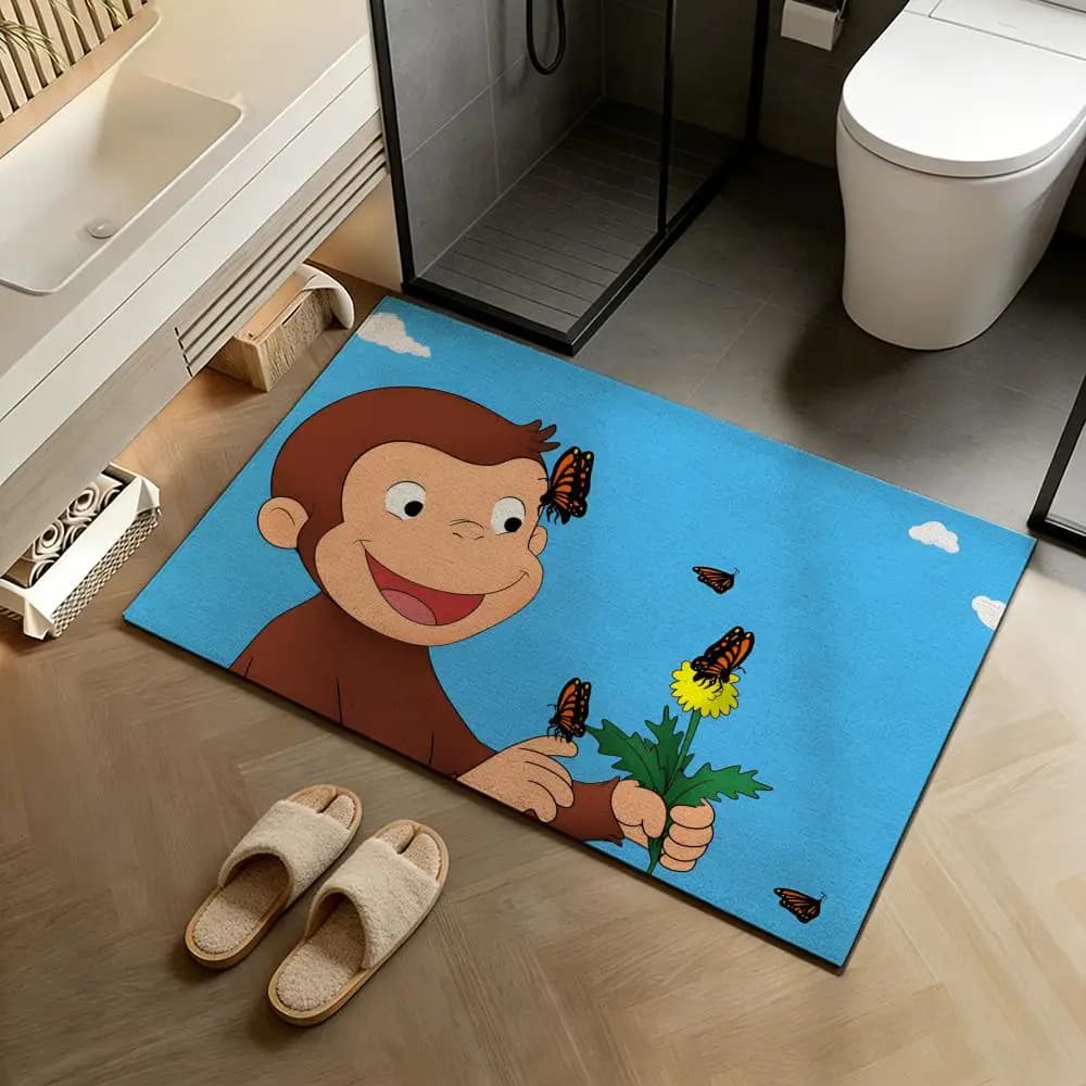 Tappetino da Bagno in Diatomite, Tappeto Assorbente Antiscivolo ad Asciugatura Rapida, Lavabile per Casa - C-Curious George