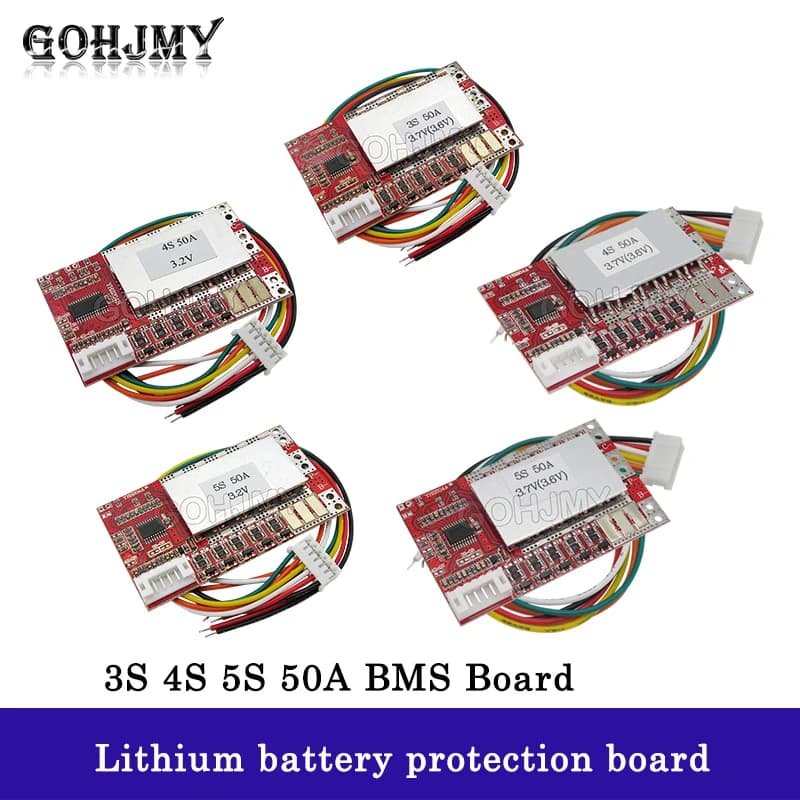 Scheda BMS 3S 4S 5S 50A/scheda di protezione batteria al litio 55A 3,7 V/fosfato di ferro 3,2 V/scheda BMS batteria LiFePO4 con bilanciamento