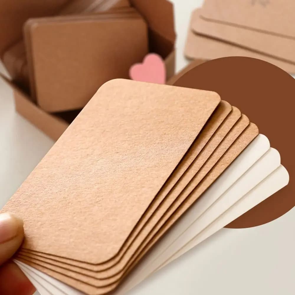 100 pz/scatola Retro Double-sided Blank carta di carta Kraft Word Card Message Card cartolina fai da te regalo biglietto d'invito di auguri