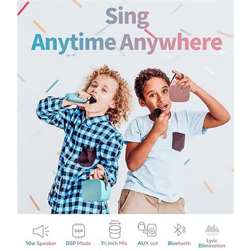 【BABY】Altoparlante Bluetooth con microfono - Macchina per karaoke con microfono wireless - Altoparlante portatile per barra karaoke (Blu)