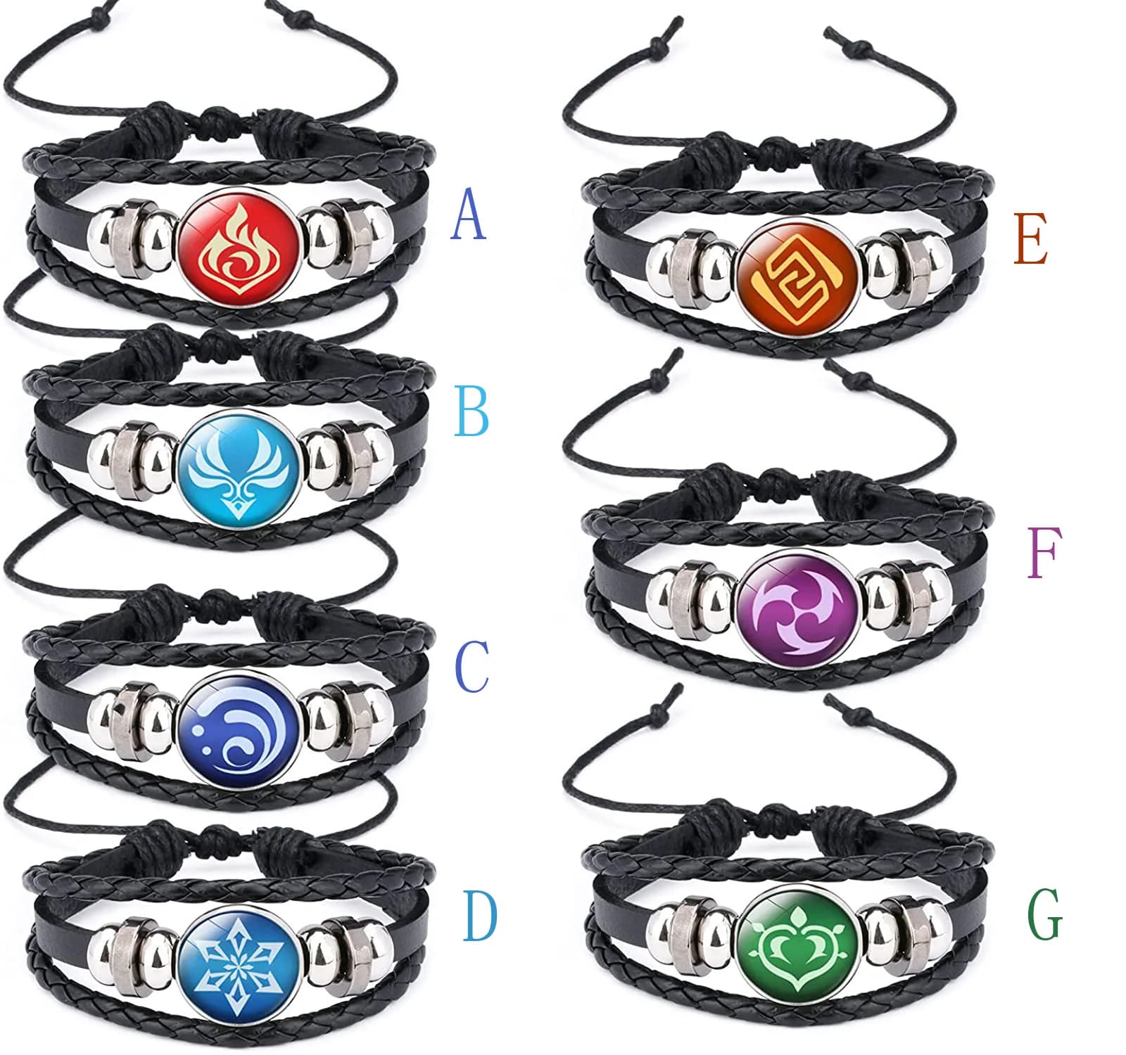 Genshin Impact Game Cosplay Prop Eye of God Water Wind Thunder Fire Rock Ice Element bracciale viola gioielli fan regalo