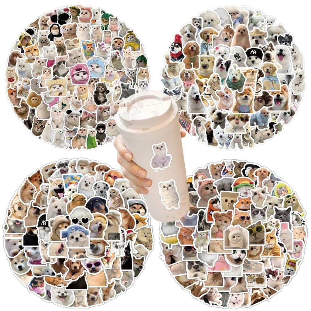 100 pieces MEME graffiti stickers for realistic puppies and cats for cute pets and cute decals for astucci for hand accounts for bicycle helmet