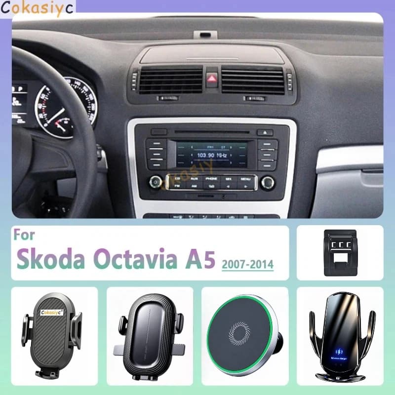 For Skoda Octavia A5 2007 2008-2014 Car Phone Holder Wireless Charging Magnetic Phone Holder Car Magsafe Support Accessories