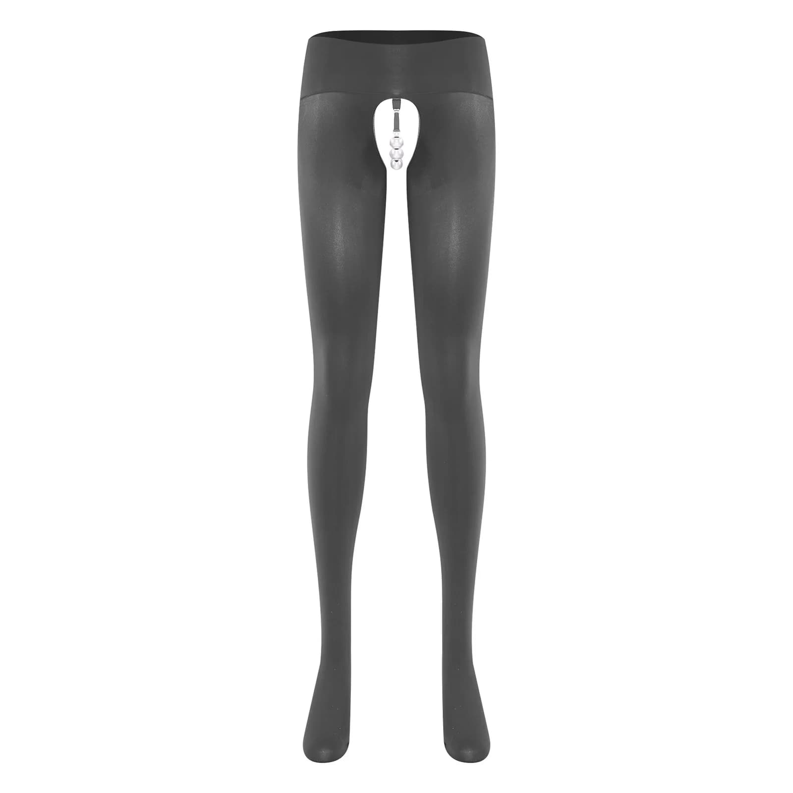 Collant da donna ultra sottili con perle finte, apertura all'inguine e dettaglio sul sedere, a vita alta, elasticizzati, per appuntamenti e abbigliamento da notte