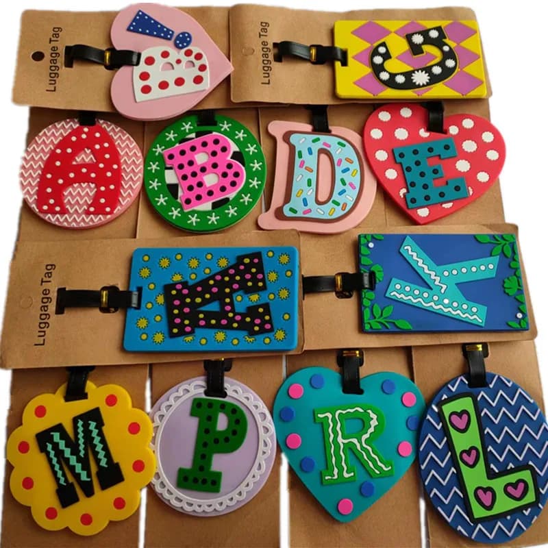 Etichette per Bagagli con Stampa di Lettere in Inglese, Porta Nome e Indirizzo per Valigie, Accessori da Viaggio, Etichetta Portatile in Gel di Silice per Bagagli