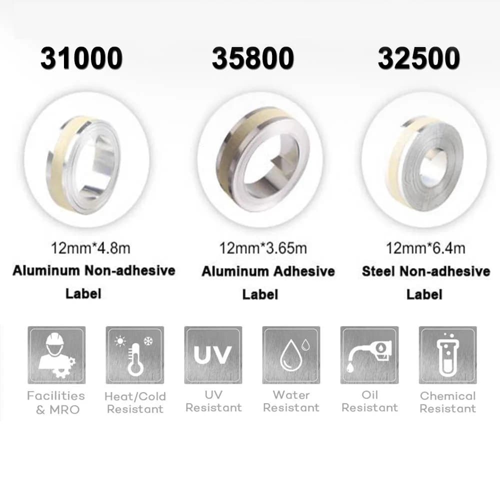 1 rotolo 12mm 32500 35800 31000 nastro Dymo compatibile nastro goffrato 3D in acciaio inossidabile/alluminio per goffratura in metallo DYMO Rhino M1011