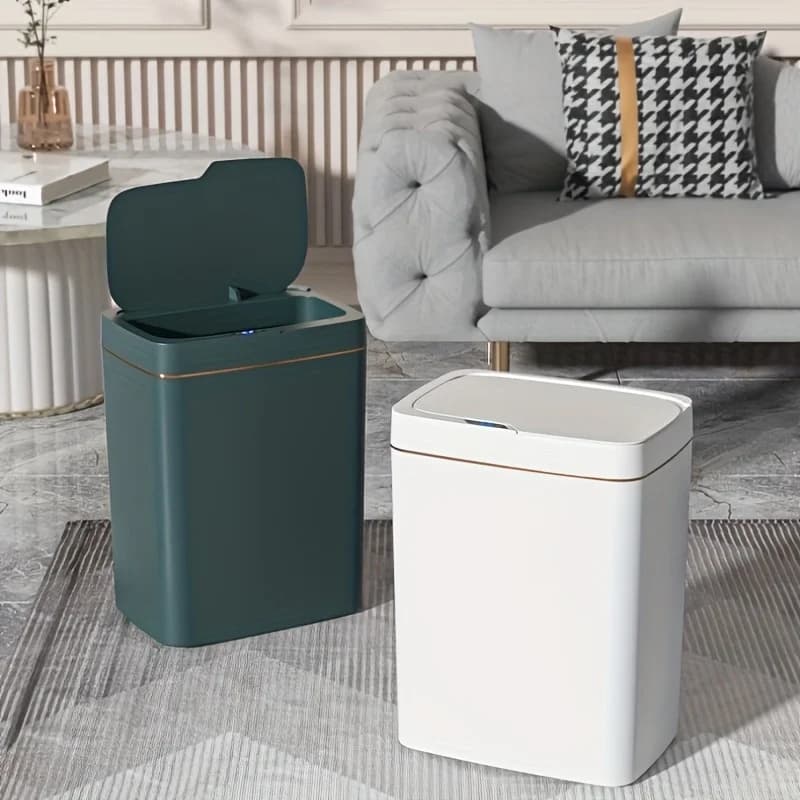 Bidone della spazzatura con sensore intelligente da 15 litri, bidone della spazzatura elettronico touchless intelligente impermeabile per cucina, bagno, accessorio per la pulizia della casa