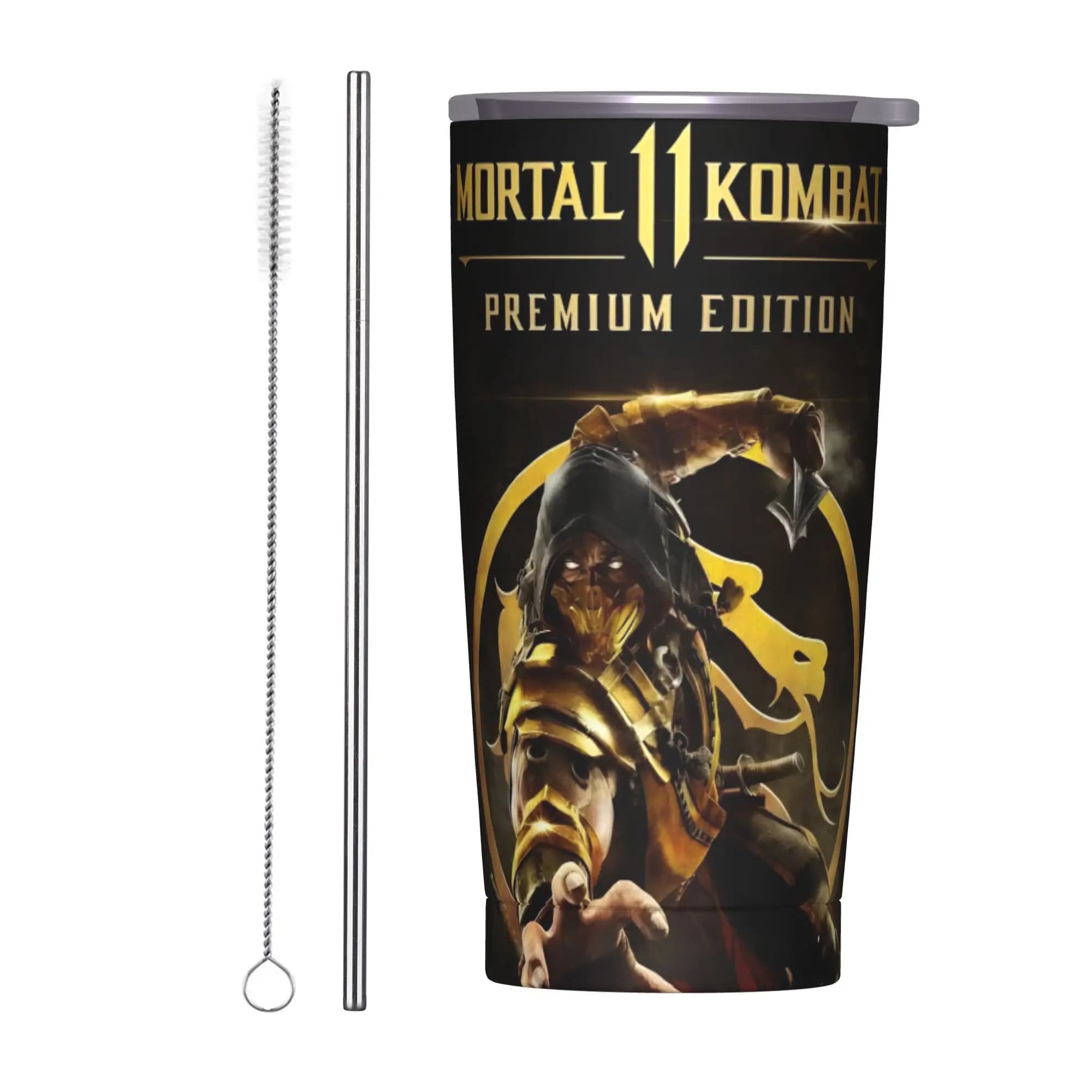 Tazza Termica Mortal Kombat II Movie 2026 con Coperchio e Cannuccia, Bicchiere per Auto per Bevande Calde e Fredde 20oz