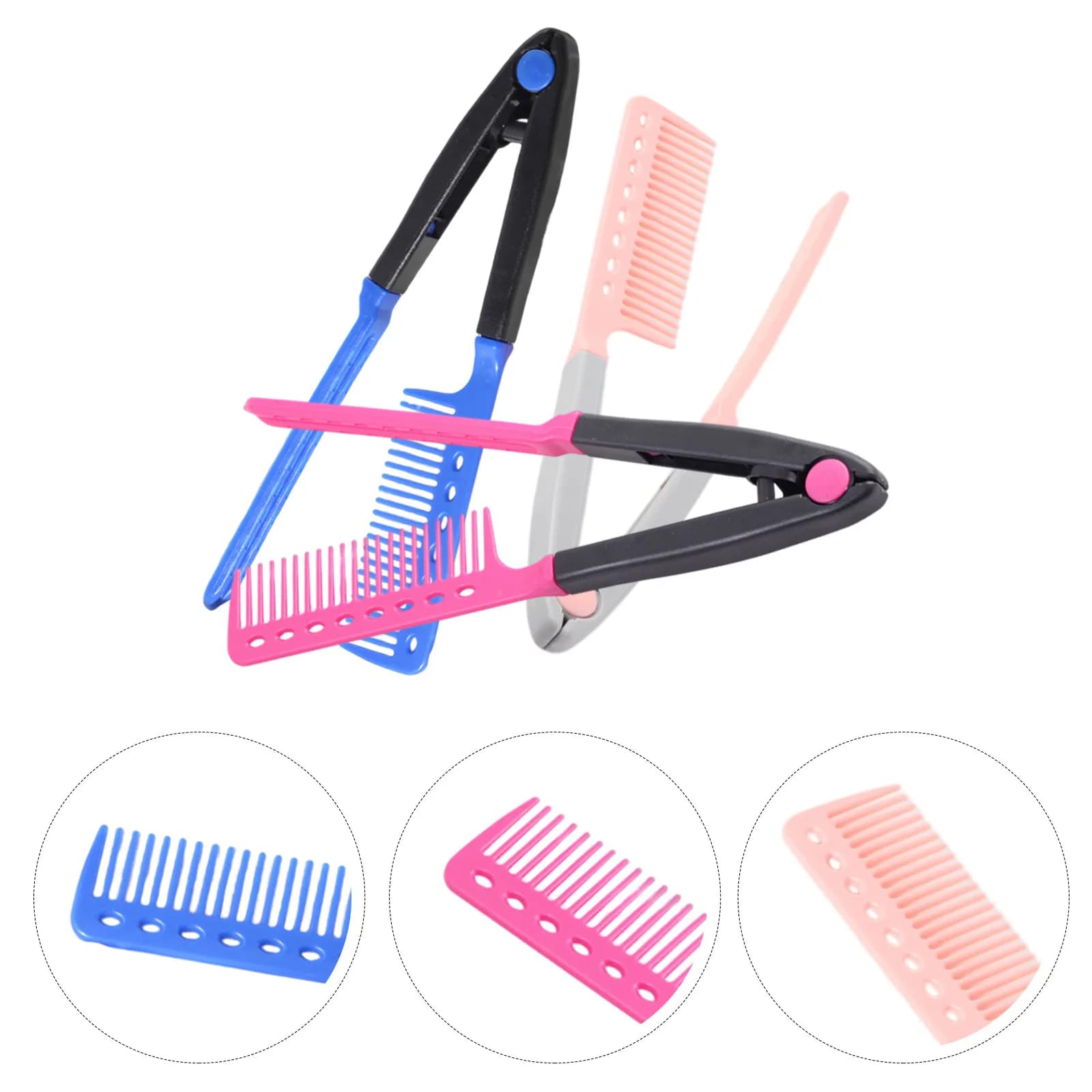 Compact stretching comb 3 pieces, folding V, easy to model, with ergonomic handle for everyday use