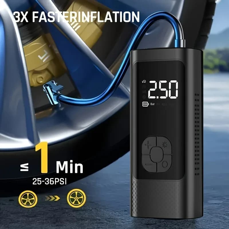 Pompa d'aria wireless per auto, gonfiatore portatile per pneumatici auto, biciclette, moto e palloni