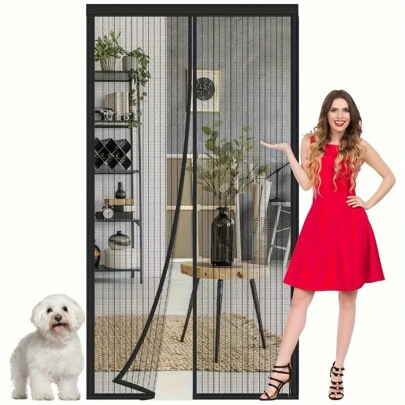 Zanzariera magnetica per porte, adatta agli animali domestici, facile da installare, con tenda magnetica per il controllo degli insetti, ventilazione e sicurezza