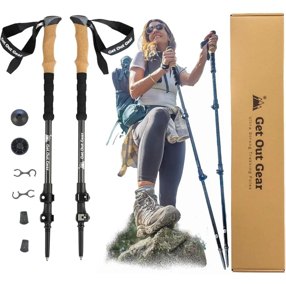 Bastoncini da Trekking Telescopici in Fibra di Carbonio - Leggeri, Pieghevoli, per Escursionismo e Nordic Walking