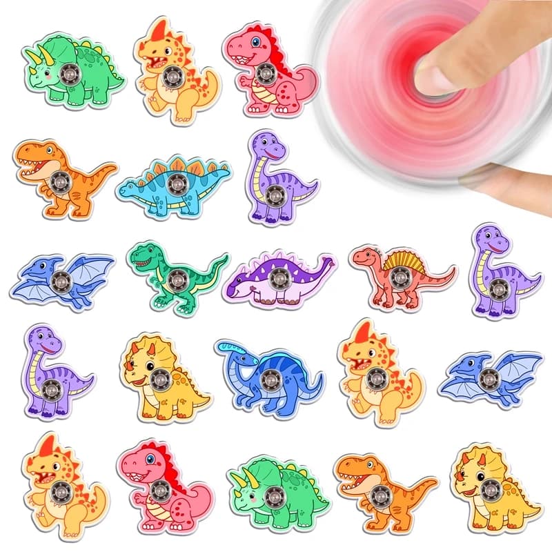 12 pz Dinosauro Dito Spinner Giocattoli Per Bambini Giungla Festa Di Compleanno Bomboniere Pinata Riempitore Alleviare Lo Stress Rotante Fidget Spinner Regali